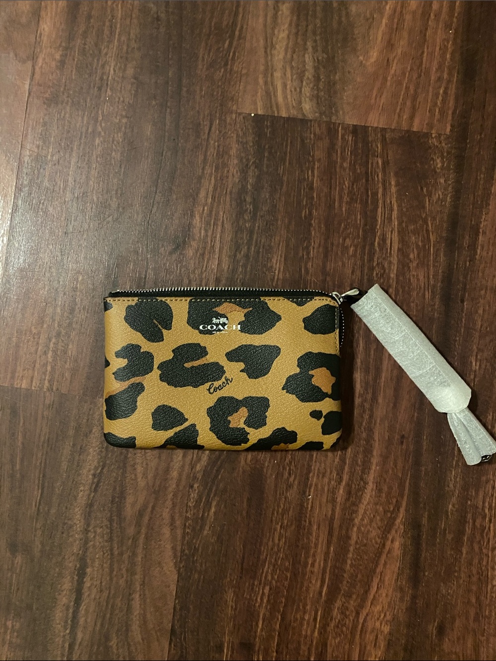 Coach Leopard Print Card Pouch in Brown and Black